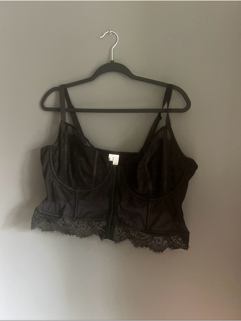 Penningtons Black Lace-Trim Longline Bralette